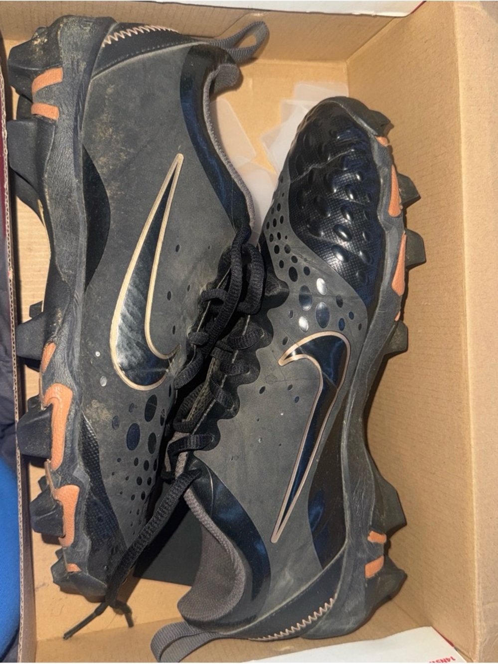 Nike Women’s Black and Gold Cleats - Durable Football/Soccer/ Softball Shoes